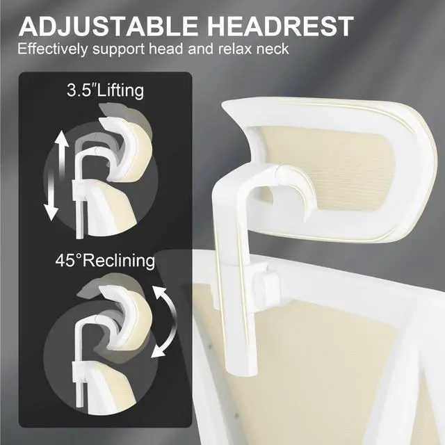 Alt view image 2 of 6 - Misolant Ergonomic Office Chair with Footrest, Ergonomic Desk Chair with Adjustable 2D Lumbar Support, High Back Office Chair with Adjustable Headrest, Comfortable Executive Office Chair