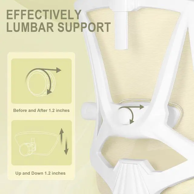 Alt view image 4 of 6 - Misolant Ergonomic Office Chair with Footrest, Ergonomic Desk Chair with Adjustable 2D Lumbar Support, High Back Office Chair with Adjustable Headrest, Comfortable Executive Office Chair