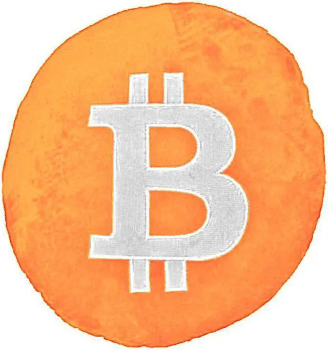 Main image of Orange Bitcoin (BTC) Rounded Stuffed Plush Pillow with Embroidered Logo Cryptocurrency Crypto Currency Decoration