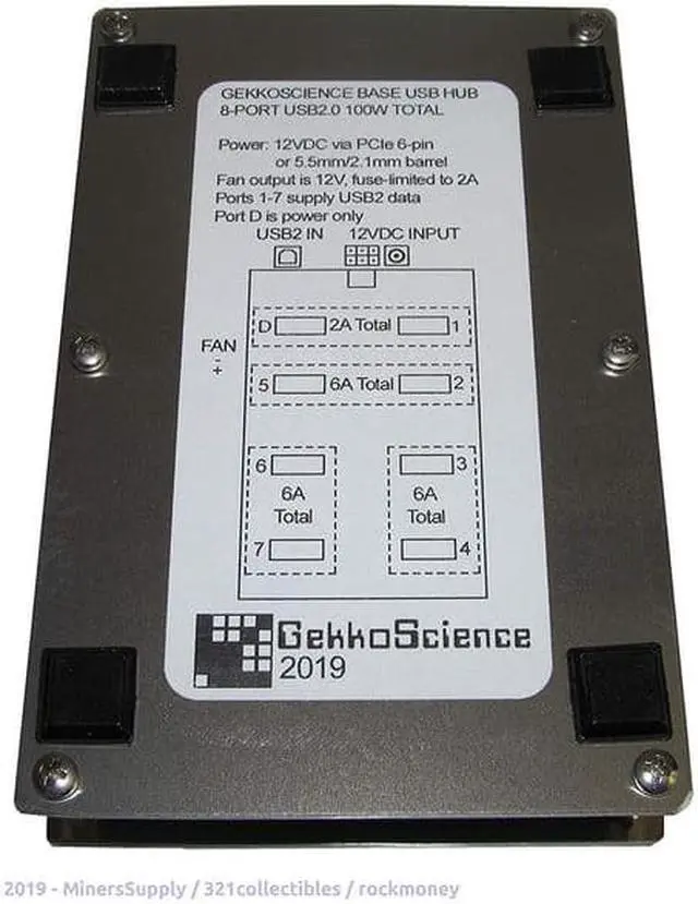 Alt view image 4 of 4 - Gekkoscience 8 Port USB Hub 2.0 for Compac F USB Miners