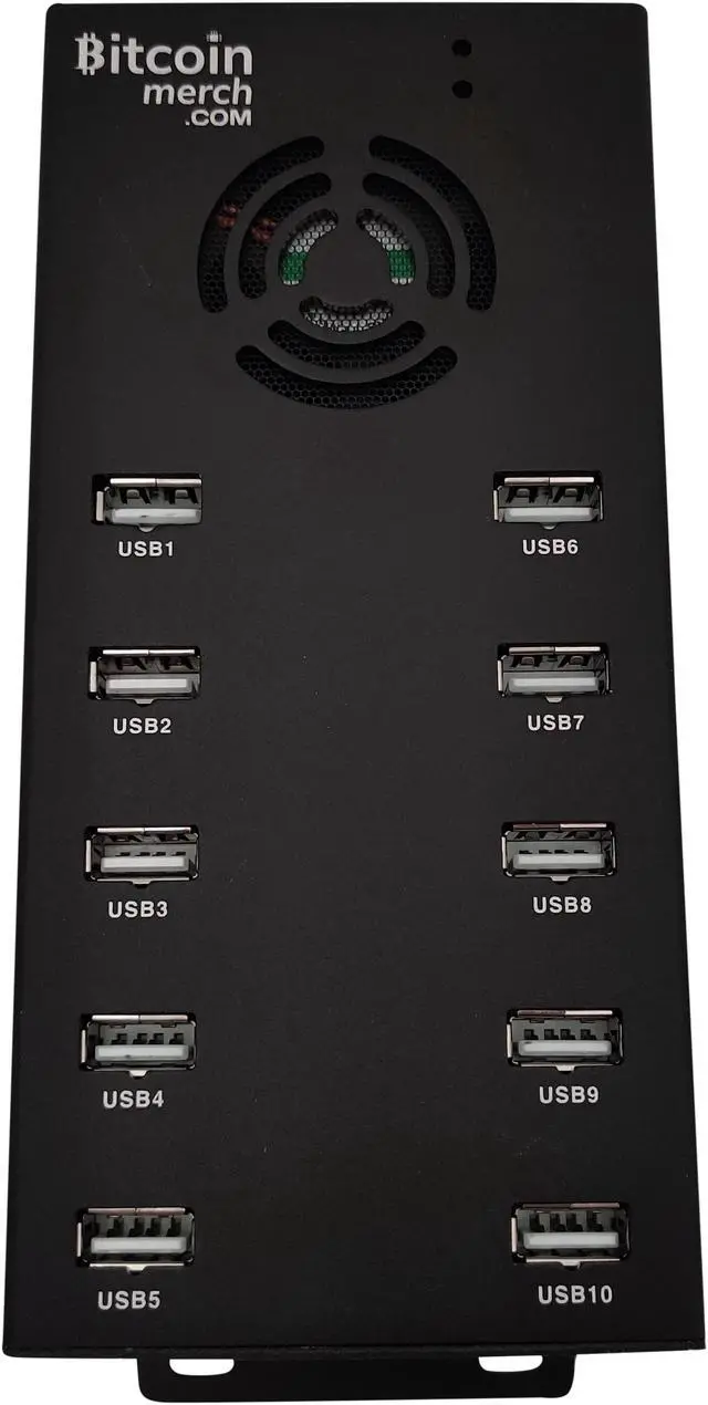 Alt view image 3 of 5 - Bitcoin Merch® - 10 Port Powered USB Hub ONLY 120W 12V 10A, FOR Compac F, NewPac, Antminer, Moonlander - USB Miners NOT included!