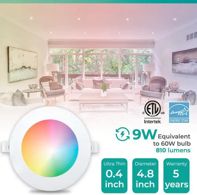 Alt view image 2 of 7 - Infibrite 4 Inch Wi-Fi Smart 9W 810LM Thin Recessed LED Ceiling Light, Dimmable, Works w/ Alexa/Google, Wet Rated (6 Pack)