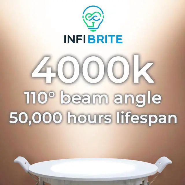 Alt view image 7 of 7 - Infibrite 4 Inch 4000K Cool White 9W 750LM Thin LED Ceiling Light Kit, Dimmable, Wet Rated (6 Pack)