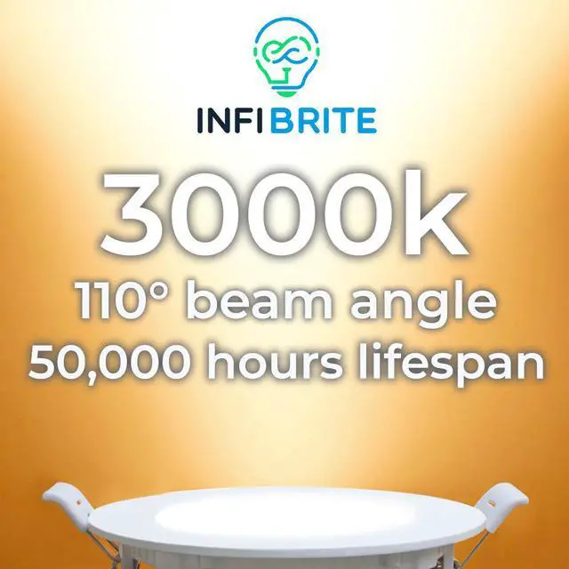 Alt view image 7 of 7 - Infibrite 6 Inch 3000K Warm White 12W 1050LM Thin LED Ceiling Light Kit, Dimmable, Wet Rated (24 Pack)