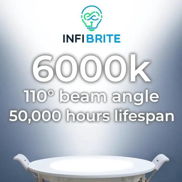 Alt view image 7 of 7 - Infibrite 4 Inch 6000K Clear White 9W 750LM Thin LED Ceiling Light Kit, Dimmable, Wet Rated