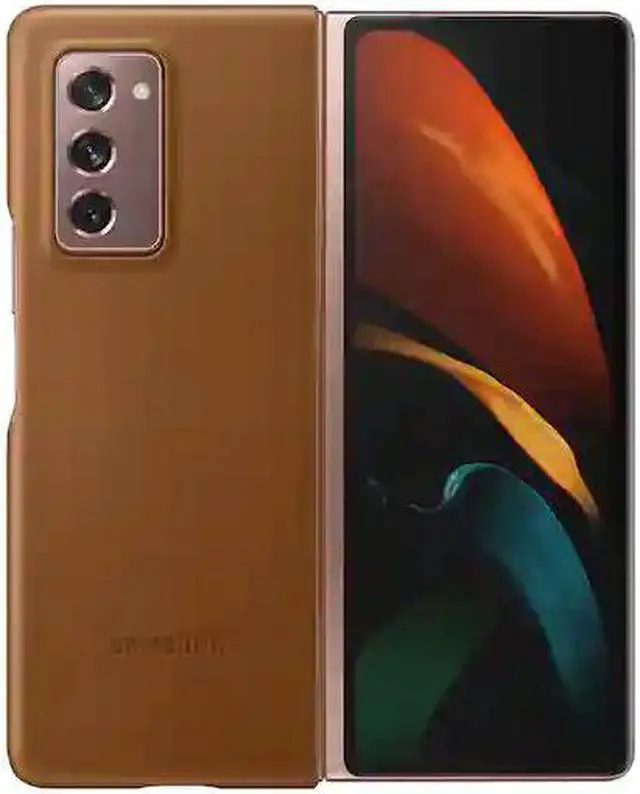 Main image of galaxy z fold2 5g leather cover brown