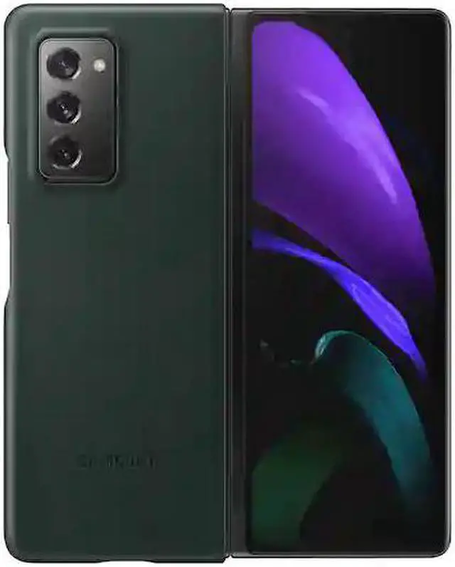 Main image of galaxy z fold2 5g leather cover green
