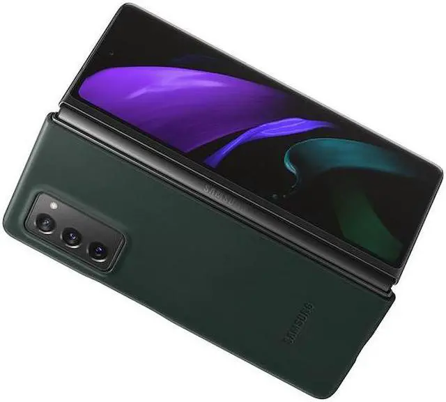 Alt view image 5 of 5 - galaxy z fold2 5g leather cover green