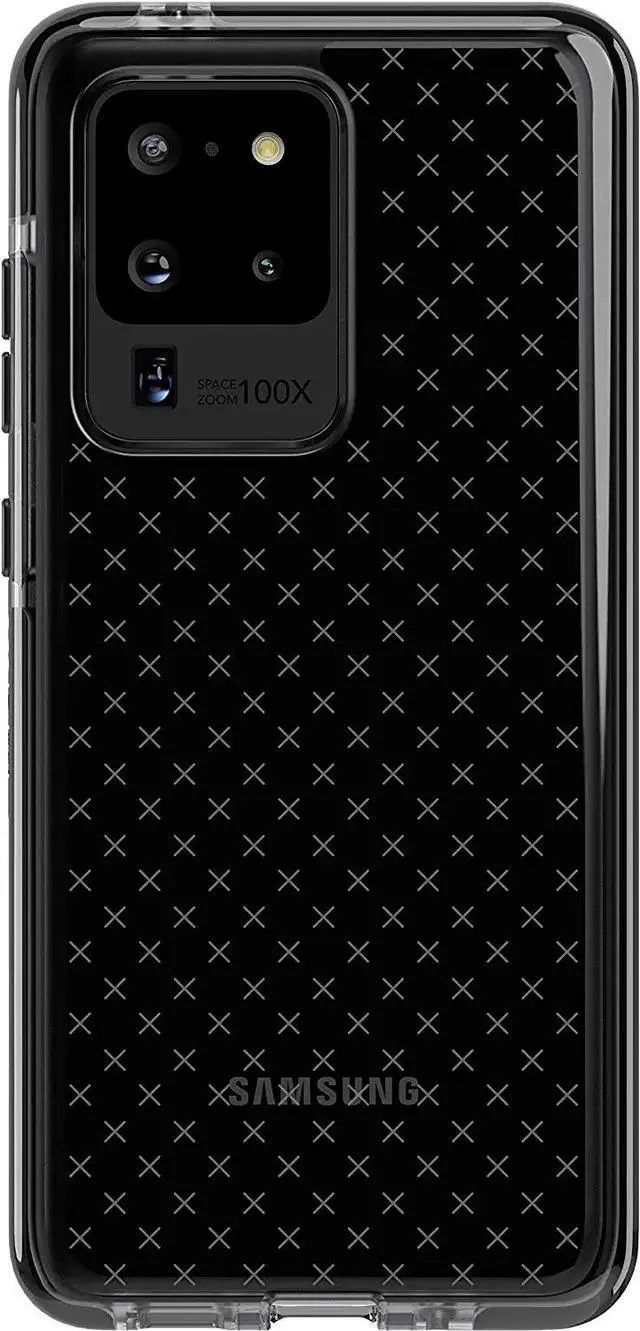 Main image of tech21 Evo Check for Samsung Galaxy S20 Ultra 5G Phone Case - Hygienically Clean Germ Fighting Antimicrobial Properties with 12ft Drop Protection, Black, Clear -T21-7701