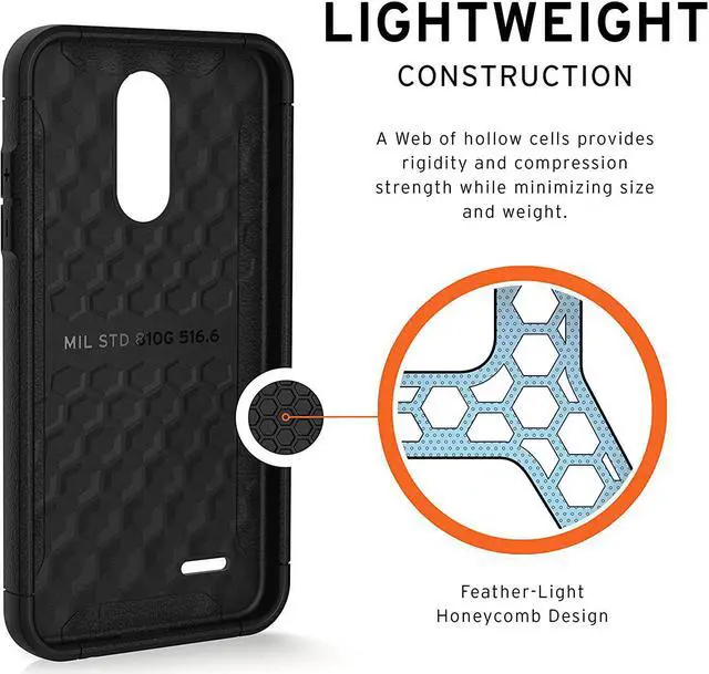 Alt view image 5 of 7 - URBAN ARMOR GEAR UAG LG K8S/LG K8/LG Tribute Empire Scout Feather-Light Rugged [Black] Military Drop Tested Phone Case