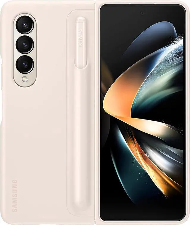 Main image of SAMSUNG Galaxy Z Fold4 Standing Cover with S Pen and S Pen Holder, Protective Phone Case with Kickstand for Hands Free Viewing, US Version, Sand