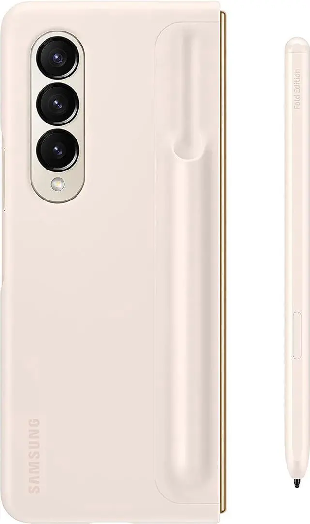 Alt view image 3 of 5 - SAMSUNG Galaxy Z Fold4 Standing Cover with S Pen and S Pen Holder, Protective Phone Case with Kickstand for Hands Free Viewing, US Version, Sand