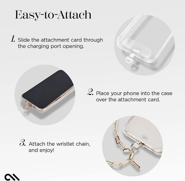 Alt view image 6 of 6 - Case Mate Chain Phone Wristlet Attaches To Most Phone Cases Gold
