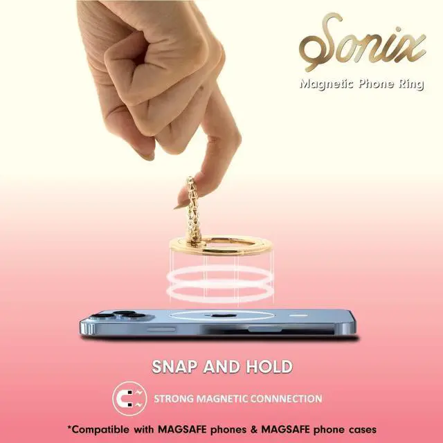 Alt view image 3 of 6 - Sonix MagLink Removable Phone Gold/Clear Rhinestone Ring