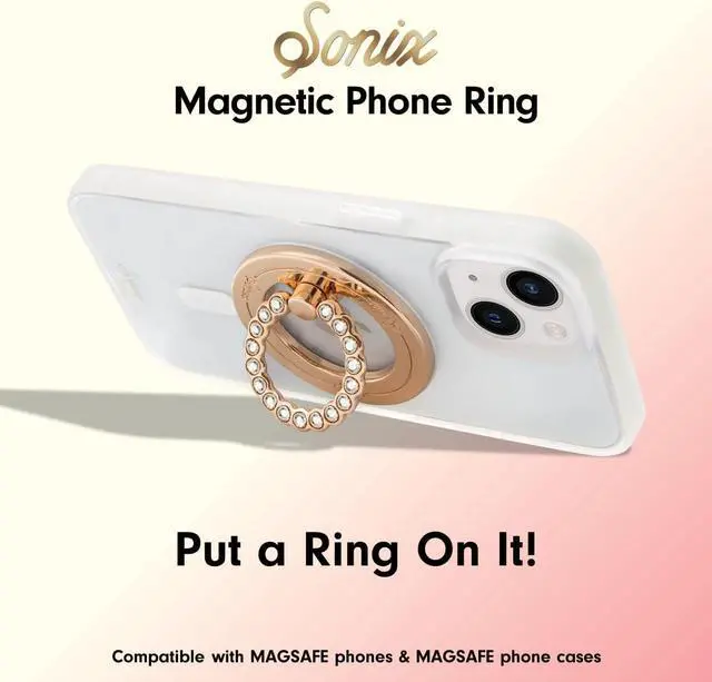 Alt view image 5 of 6 - Sonix MagLink Removable Phone Gold/Clear Rhinestone Ring