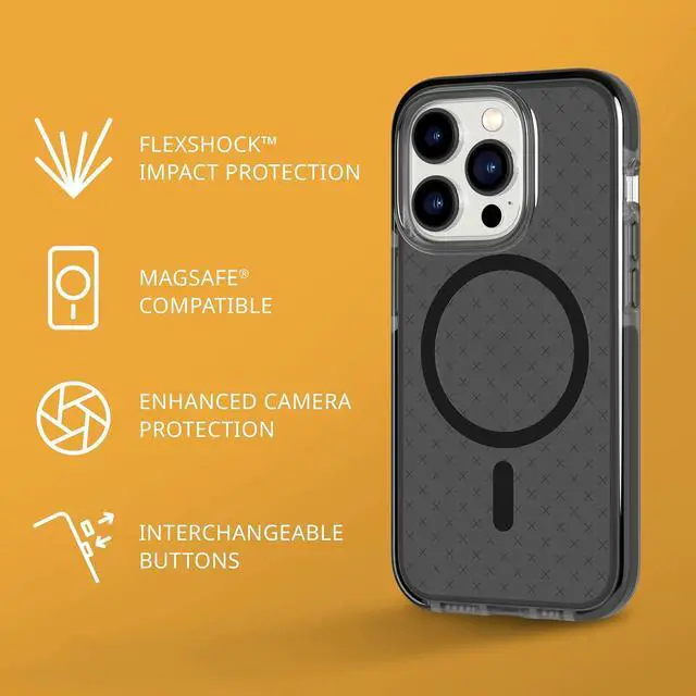 Alt view image 2 of 6 - Tech 21 Flexshock 16 FT 4.9M Multi Drop Impact Tested Maggsafe Comatible Black Case For iphone 14  Pro 6.1" Pro  2022