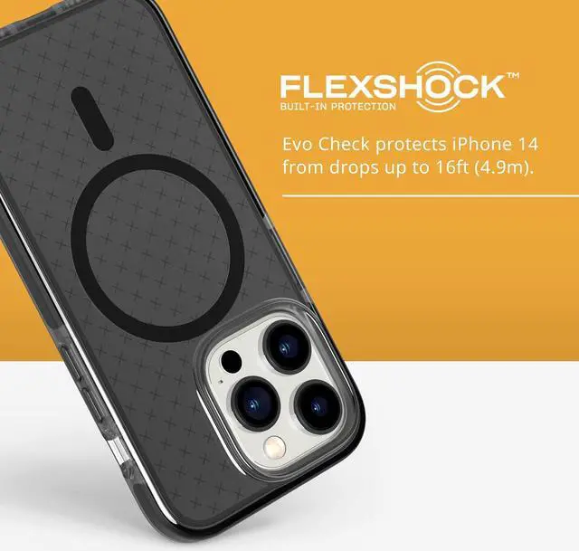 Alt view image 4 of 6 - Tech 21 Flexshock 16 FT 4.9M Multi Drop Impact Tested Maggsafe Comatible Black Case For iphone 14  Pro 6.1" Pro  2022