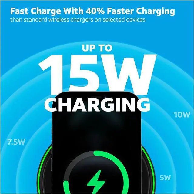 Main image of "AT&T 15W Premium Wireless Charging Pad Charges 40% Faster on Select Devices Than Standard Wireless Chargers Black "