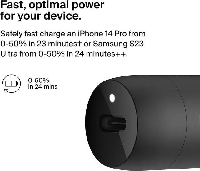 Alt view image 4 of 5 - "Belkin 30W USB-C Power Delivery PPS Car Charger + 1M USB-C Cable Bundle Black "