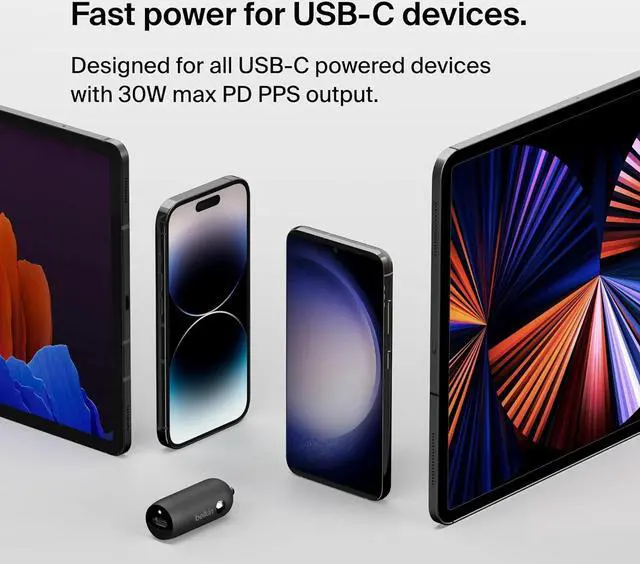 Main image of "Belkin 30W USB-C Power Delivery PPS Car Charger + 1M USB-C Cable Bundle Black "
