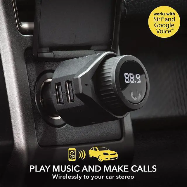 Alt view image 4 of 5 - Scosche BTFreq Wireless Hands-Free Car Kit 2 USB Charging Ports Black