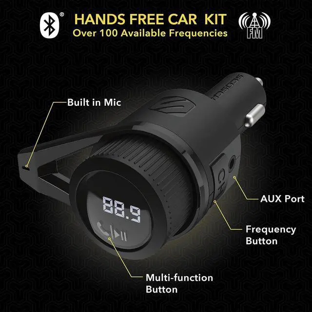 Alt view image 2 of 5 - Scosche BTFreq Wireless Hands-Free Car Kit 2 USB Charging Ports Black
