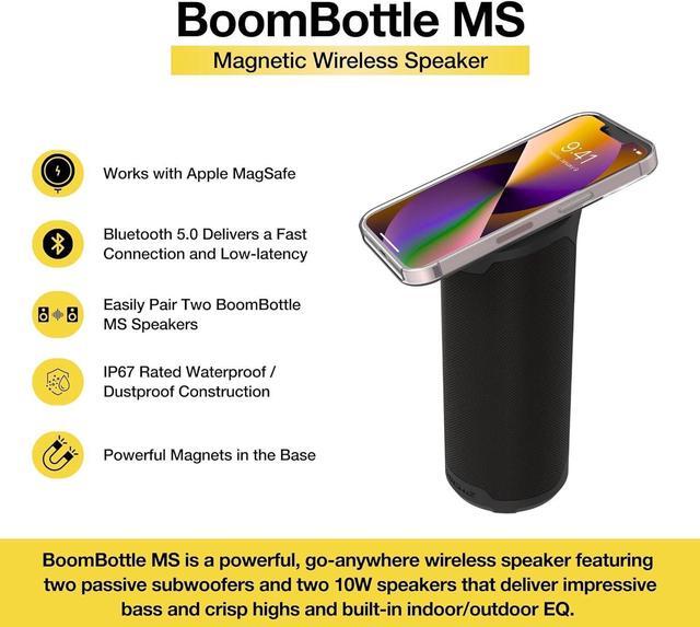 Alt view image 3 of 5 - Scosche BTMSMSC1 BoomBottle MS MagSafe Magnetic Bluetooth Speaker - Portable Wireless Magnetic Speakers for Devices, Bikes, Golf Carts, and More - Waterproof speaker with Integrated MagicMount - Black