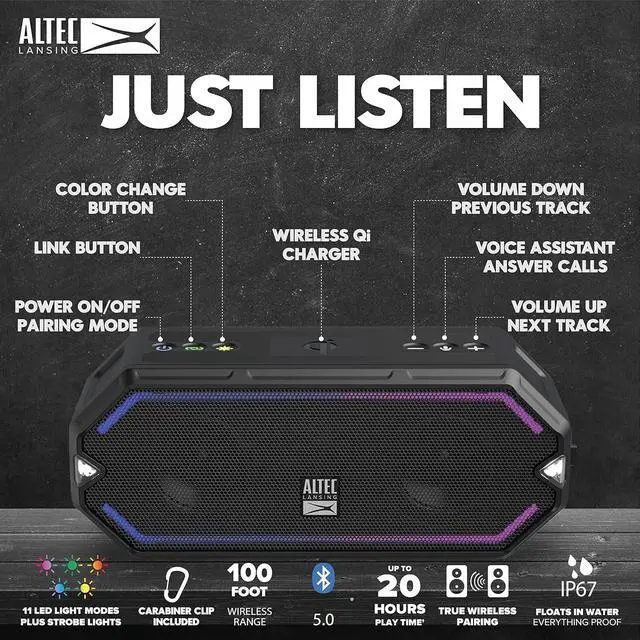 Alt view image 2 of 4 - Altec Lansing - HydraBlast Everything Proof Speaker - Black