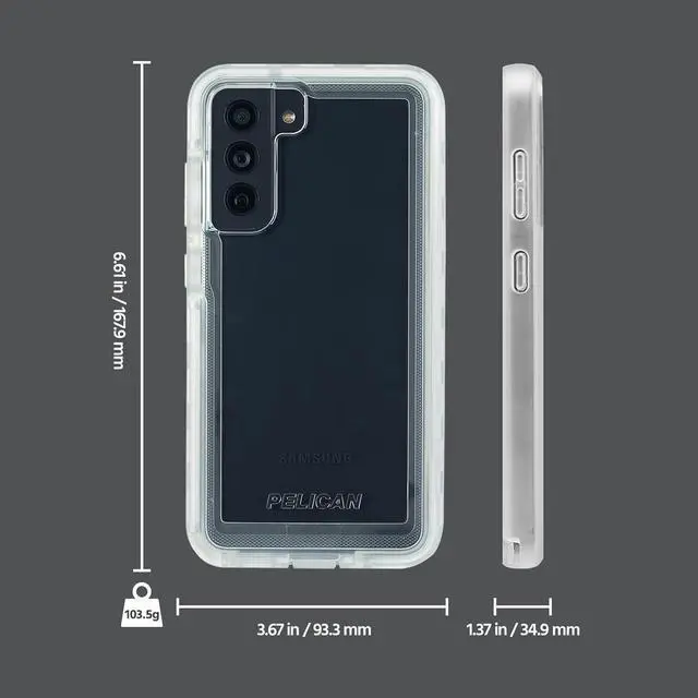 Alt view image 5 of 5 - Pelican Voyager Series - Samsung Galaxy S21 FE Case [Wireless Charging Compatible] [Anti-Yellow] Heavy Duty Rugged Phone Case With Belt Clip Holster Kickstand [18FT MIL-Grade Drop Protection] - Clear