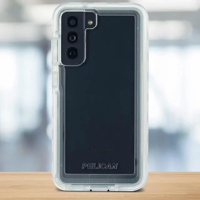 Alt view image 3 of 5 - Pelican Voyager Series - Samsung Galaxy S21 FE Case [Wireless Charging Compatible] [Anti-Yellow] Heavy Duty Rugged Phone Case With Belt Clip Holster Kickstand [18FT MIL-Grade Drop Protection] - Clear