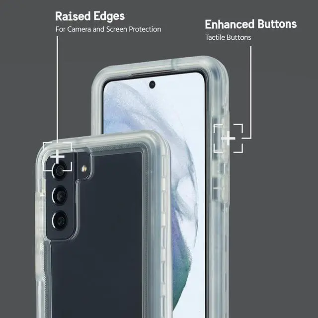 Alt view image 2 of 5 - Pelican Voyager Series - Samsung Galaxy S21 FE Case [Wireless Charging Compatible] [Anti-Yellow] Heavy Duty Rugged Phone Case With Belt Clip Holster Kickstand [18FT MIL-Grade Drop Protection] - Clear