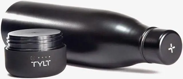 Main image of Tylt All-in-One Water Bottle And Portable Power Bank Connect And Charge +Drink And Recharge Black