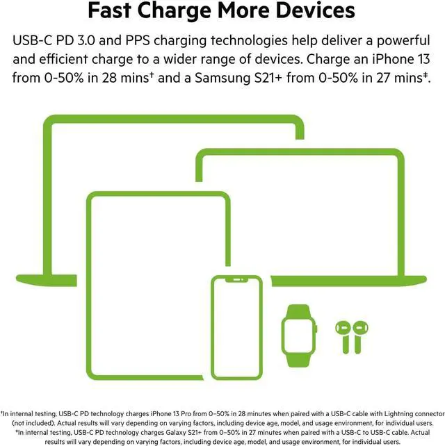 Alt view image 5 of 5 - BELKIN WCH013dq2MWH-B6 White Dual USB-C GaN Wall Charger with PPS 65W + USB-C to USB-C Cable