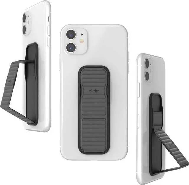 Main image of Clckr Stand & Grip Grey Pebbled Line Phone Grip - CLCKR