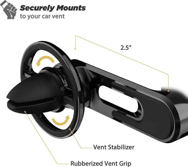 Alt view image 6 of 6 - Scosche VP2M-SP Universal Freeflow Vent Mount cell Phone Holder  Vent clips for Mobile Device  Portable, Adjustable 360 Mount