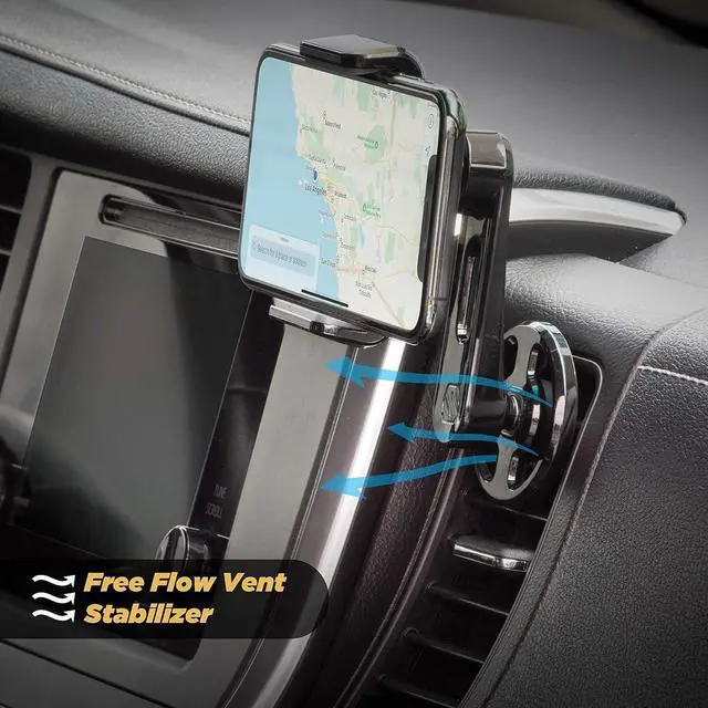 Alt view image 3 of 6 - Scosche VP2M-SP Universal Freeflow Vent Mount cell Phone Holder  Vent clips for Mobile Device  Portable, Adjustable 360 Mount