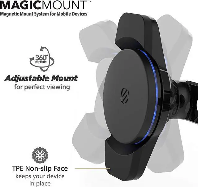 Alt view image 4 of 5 - Scosche Magic Mount Charge Vent Wireless Charging Magnetic Mount Black