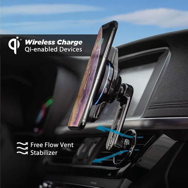 Alt view image 5 of 5 - Scosche Magic Mount Charge Vent Wireless Charging Magnetic Mount Black