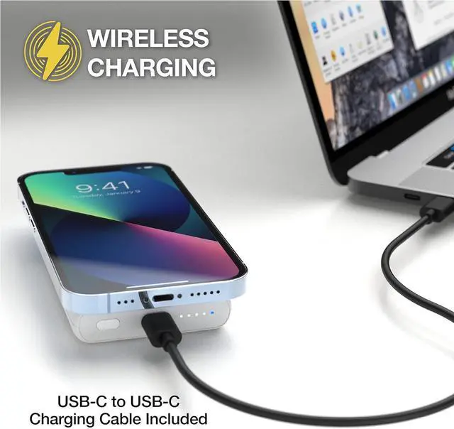 Alt view image 2 of 4 - Scosche Magnetic Wireless Power Bank Magsafe Compatible GoBAT MS 5K White