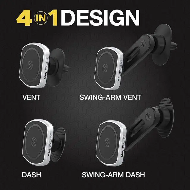 Alt view image 2 of 5 - Scosche MagicMount Pro 4-In-1 Dash/Vent Magnetic Phone Mount Kit Black