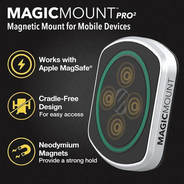 Alt view image 5 of 5 - Scosche MagicMount Pro 4-In-1 Dash/Vent Magnetic Phone Mount Kit Black