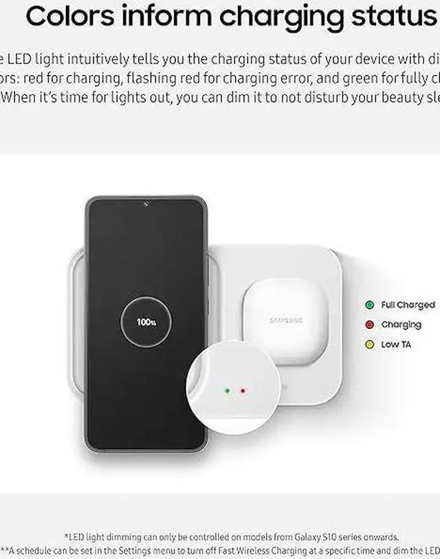 Alt view image 4 of 5 - SAMSUNG 15W Wireless Charger Duo w/ USB C Cable, Charge 2 Devices at Once, Cordless Super Fast Charging Pad for Galaxy Phones and Devices, 2022, US Version, Black