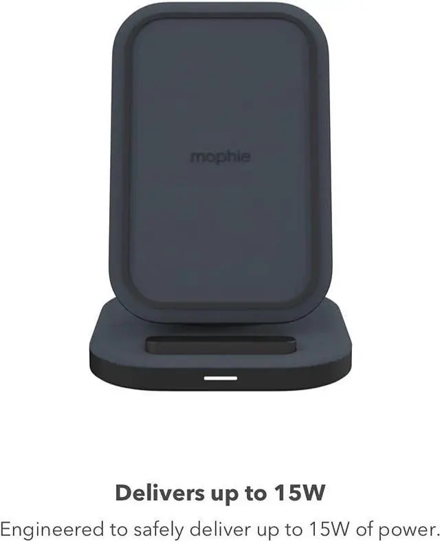 Alt view image 3 of 5 - Mophie 15 Watt Wireless Charging Stand For Apple & Samsung Black