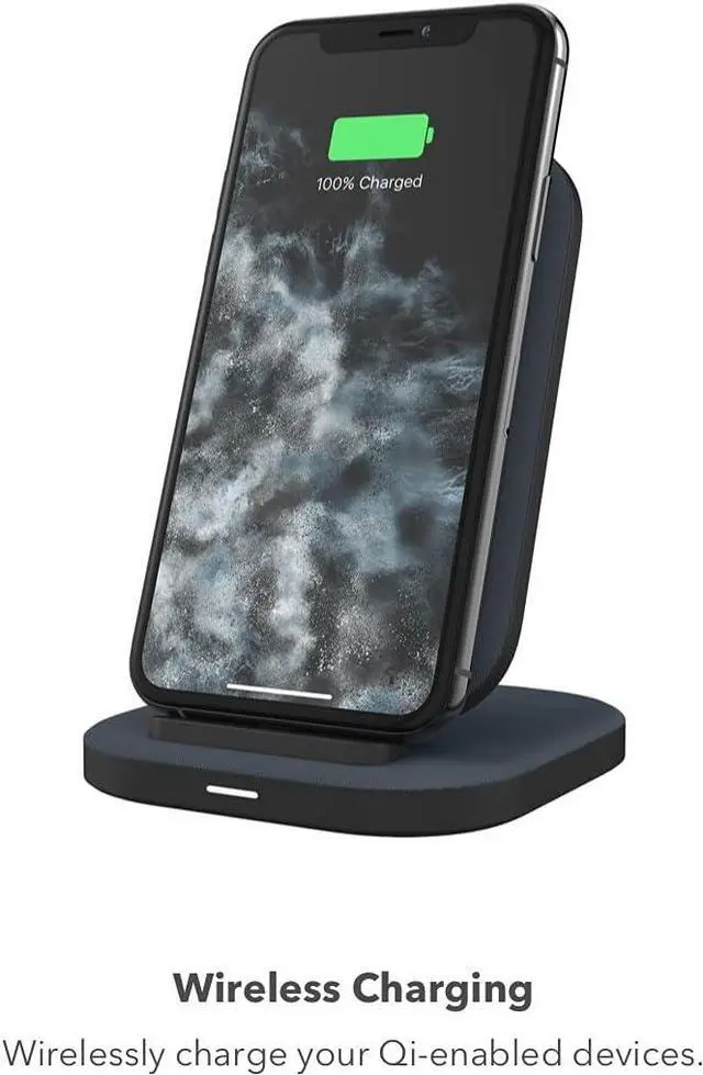 Main image of Mophie 15 Watt Wireless Charging Stand For Apple & Samsung Black