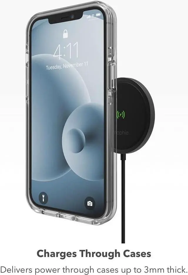 Alt view image 2 of 5 - Mophie Snap+ 15W Fast Charge Wireless Charger with MagSafe Compatibility - Color: Black