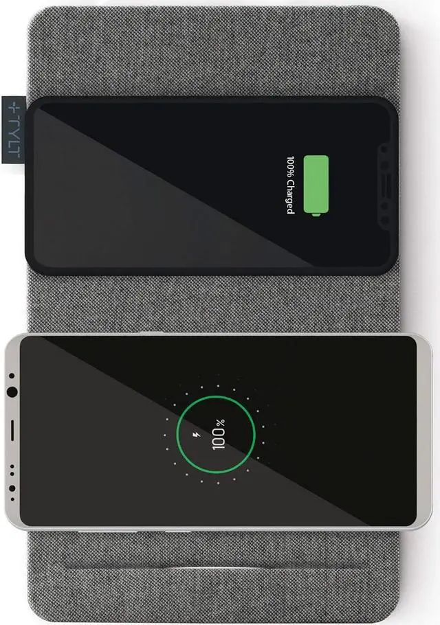 Alt view image 3 of 5 - Tylt Mat Wireless Charging Mat | Fastest Dual Wireless Charger | Premium Fabric Slim Design - Color: Gray