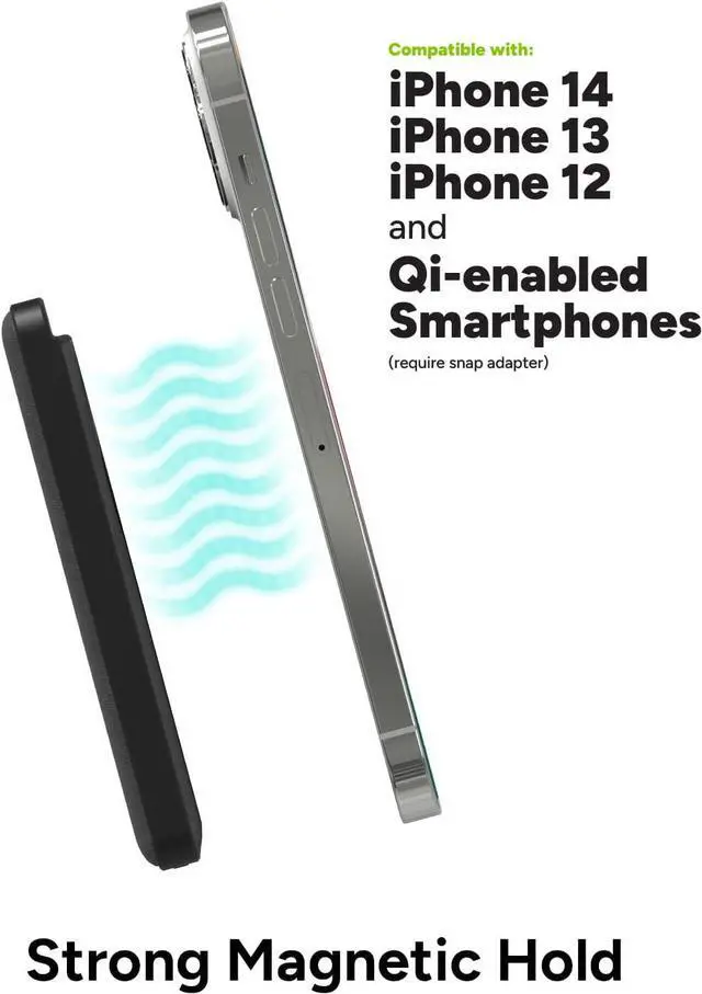 Alt view image 4 of 4 - mophie - Snap+ Juice Pack Mini 5,000 mAh Portable Charger with MagSafe Compatibility - Black