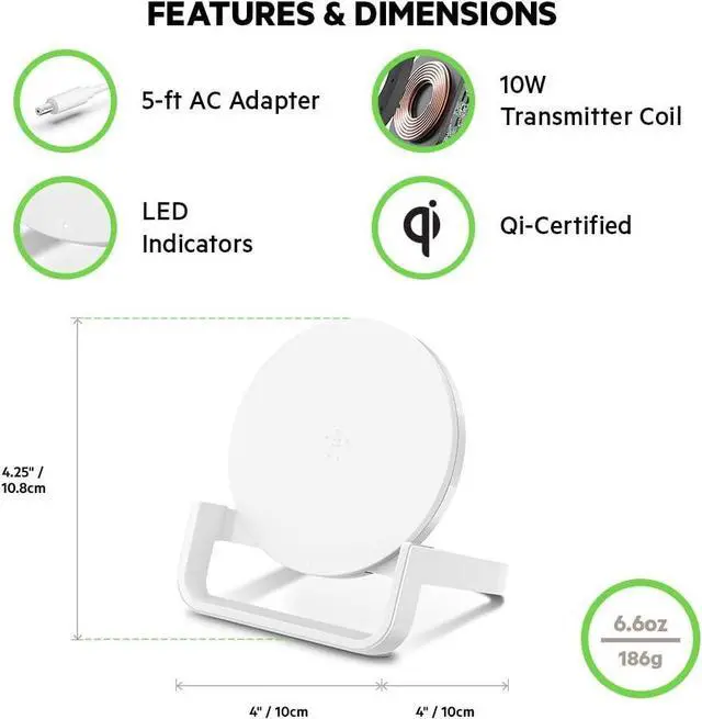 Alt view image 5 of 5 - Belkin Boost Up Wireless Charging Stand 10W White