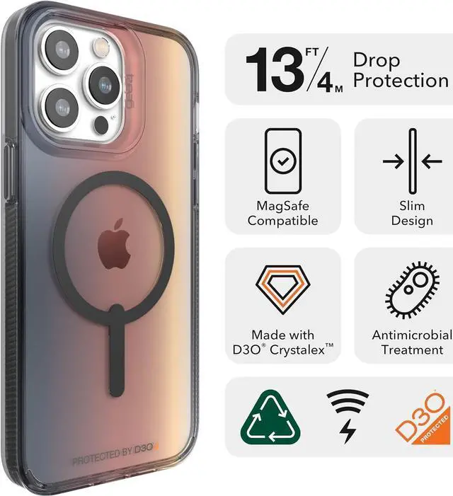 Alt view image 4 of 5 - ZAGG Gear4 Milan Snap Case Apple iPhone 14 Pro Max, D30 Drop Protection Up to (13ft4m), Wireless Charging Compatible, Reinforced Top, Bottom & Edges - Blue Swirl