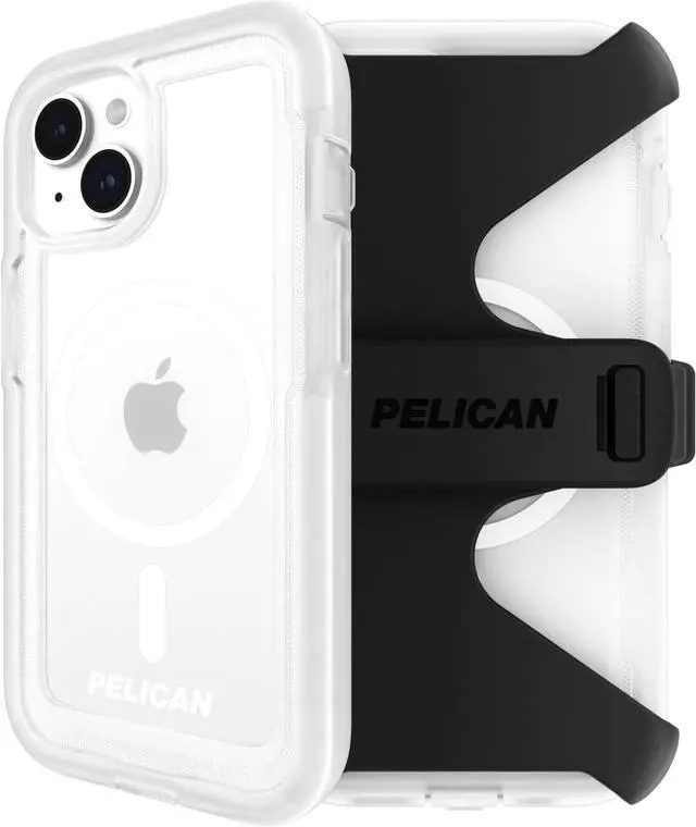 Alt view image 2 of 4 - Pelican Voyager - iPhone 15 Plus Case 6.7" [Compatible with MagSafe] [Anti-Yellow] Magnetic Charging Phone Case with Belt Clip Holster Kickstand [18ft Military Grade Drop Protection] - Clear